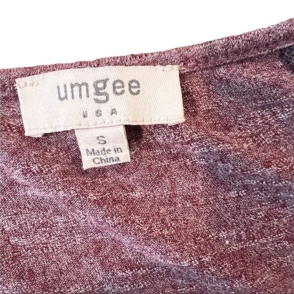 Umgee Shirt S Mixed Media Mauve Womens Sharkbite Lace‎ Sleeve Top Size Small - Picture 9 of 9